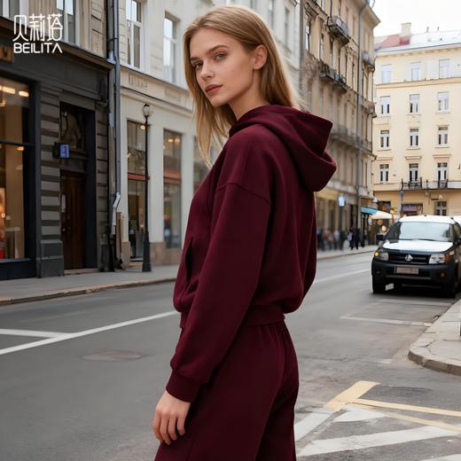 贝莉塔加厚加绒空气层连帽卫衣BLT5223女长袖运动上衣 商品图10