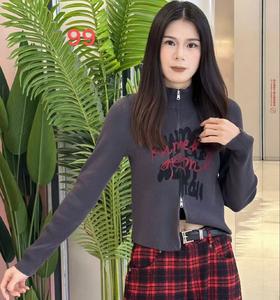 NC&小高领图案毛织开衫50820(灰）秋季253020400321