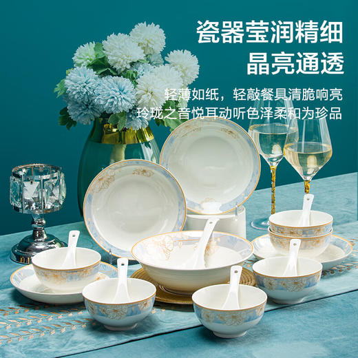 积分免费兑：京东京造 碗盘餐具整套 碗具碟子套装乔迁之喜陶瓷 时光漫步24头 商品图0