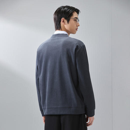 GXG男装【肌理面料】25春季简约纯色圆领休闲打底衫男式长袖卫衣K&C 商品图7