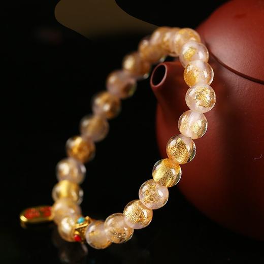 丁摩 金箔香灰琉璃手链女吉祥物手串故宫新款5ZF-4676 商品图0