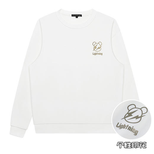 GXG男装秋季卡通小熊印花男士舒适纯棉圆领卫衣K&C 商品图2