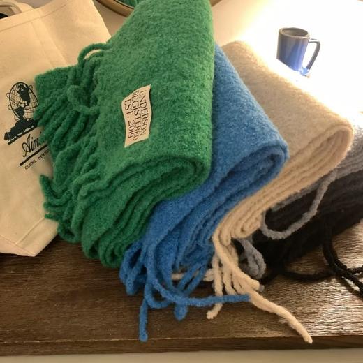 丁摩 韩国订单~80羊毛WOOL字母标百搭纯色流苏围巾东大门新款围脖5ZF-037 商品图2