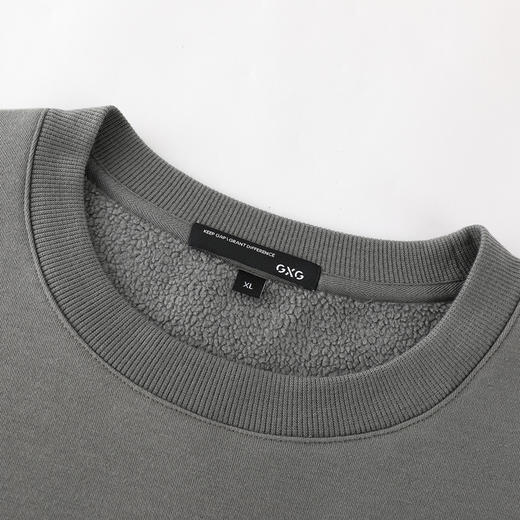 GXG男装【加绒加厚】冬季光盘图案防风保暖男式圆领休闲卫衣K&C 商品图4