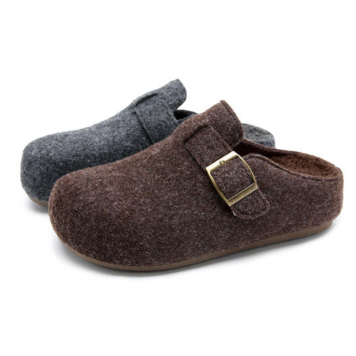 西遇保暖内增高毛毛勃肯鞋女冬季外穿厚底半拖一脚蹬穆勒鞋子V0057364 商品图4