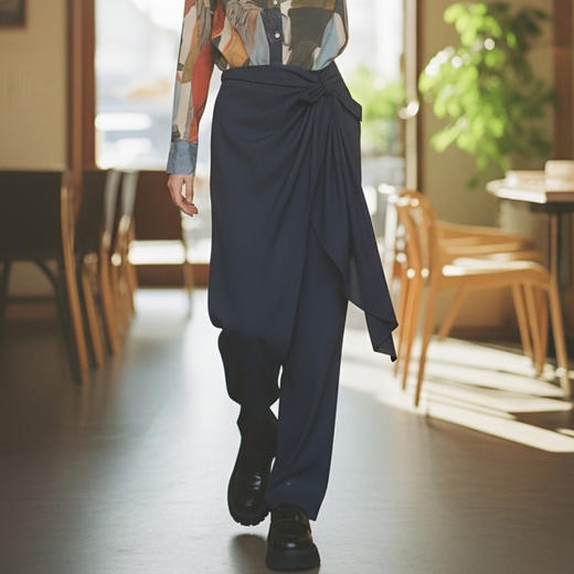 谜底设计感休闲裤长裤2026春季新品不规则垂感西装裤女265MK5036 商品图0