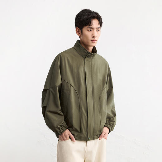 GXG男装25秋季时尚潮流简约纯色宽松休闲防风男式立领短款夹克K&C 商品图8