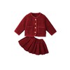 Hania2026年新年 女童夹棉加厚红色拜年服秋冬新款中小童韩版上衣百褶裙两件套90-140★ 商品缩略图5