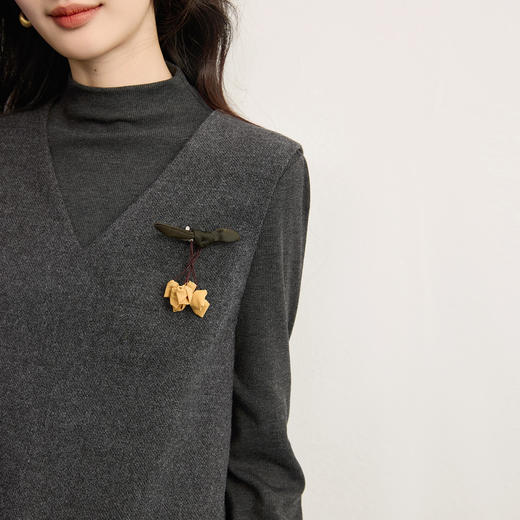 【12/17新品】熙世界格雷miu系灰色毛呢套装女秋冬八分阔腿裤无袖V领马甲两件套 商品图3