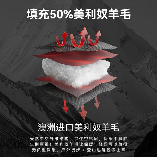 美利奴羊毛保暖防风棉裤冬季女士美丽诺羊毛保暖徒步运动棉裤 商品图1