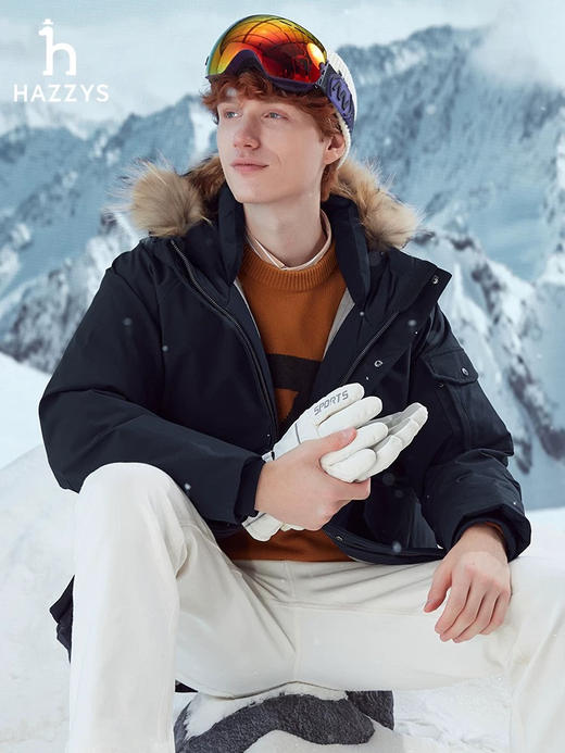 【秒杀价已调 直接拍】HAZZYS 哈吉斯 张晚意同款 毛毛领 中长 工装羽绒服 商品图3