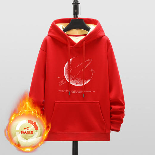 GXG男装【加绒保暖】冬季时尚潮牌宽松舒适休闲男式连帽卫衣K&C 商品图4