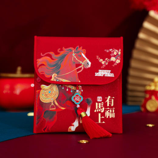 【新款背带红包】马年大吉新年红包通用款 儿童祝福语百元对折布艺红包  商品图5