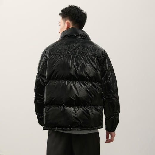 NPC潮牌字母logo刺绣90%白鸭绒立领面包羽绒服男亮面夹克NP49DJ04 商品图2