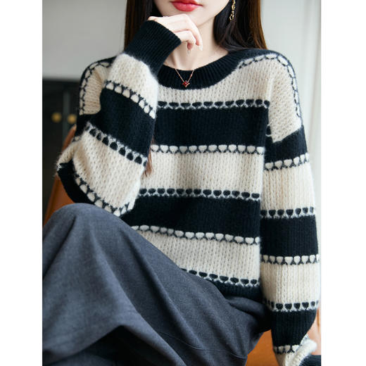 【清河羊毛羊绒专场】鹿展Z164 女士高领开衫羊毛衫 商品图3