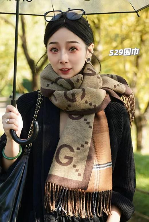 D121584情侣款可双面佩戴舒适亲肤双面羊绒围巾 商品图8