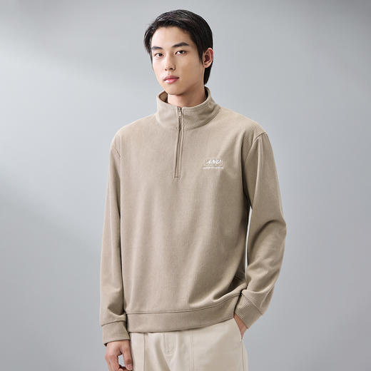 GXG男装25春季简约翻领拉链上衣男式休闲宽松百搭舒适polo领卫衣K&C 商品图5