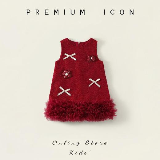 Hania2026年新年 女宝宝新年周岁生日礼服新款中小童红色洋气背心裙90-140★ 商品图1