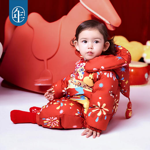 年衣婴儿连体衣羽绒服周岁礼服冬季新生儿哈衣马上顺婴童羽绒服 商品图4