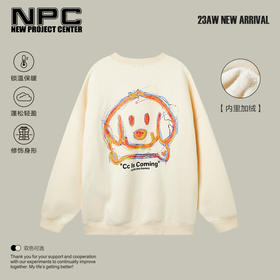 NPC潮牌CC系列孙俪同款手绘小狗印花圆领加绒卫衣男潮流CC39ST35