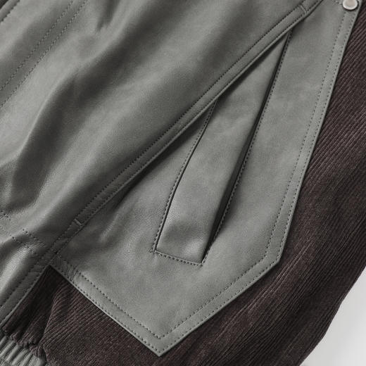 GXG男装25秋季时尚撞色领口简约百搭日常通勤男式翻领PU夹克K&C 商品图10