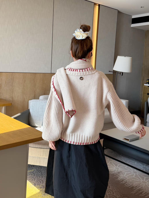 西太后 25 新款・棉纱线针织开衫 + 围巾套装 商品图7