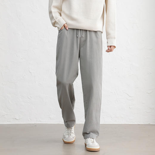 GXG男装【100%棉】25秋季时尚舒适松紧腰系绳简约直筒男式休闲裤K&C 商品图4