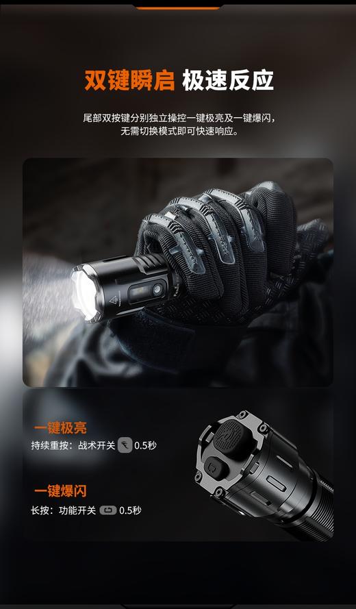 FENIX菲尼克斯战术手电TK25R强光3600流明一键爆闪极亮双尾按大容量电池 商品图5