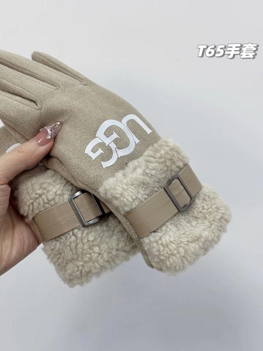 D121520加绒加厚款女士冬季麂皮+羊羔绒触屏手套 商品图11