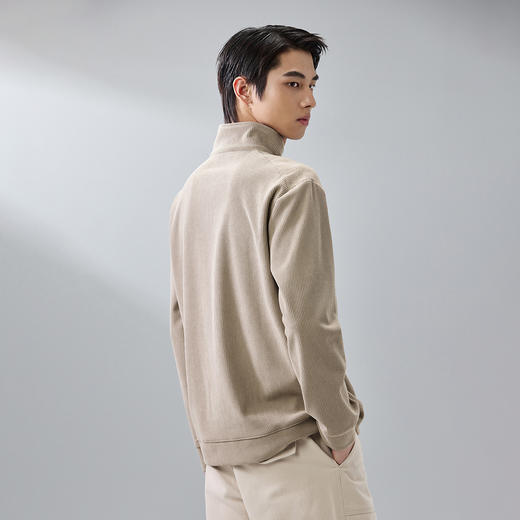 GXG男装25春季简约翻领拉链上衣男式休闲宽松百搭舒适polo领卫衣K&C 商品图7