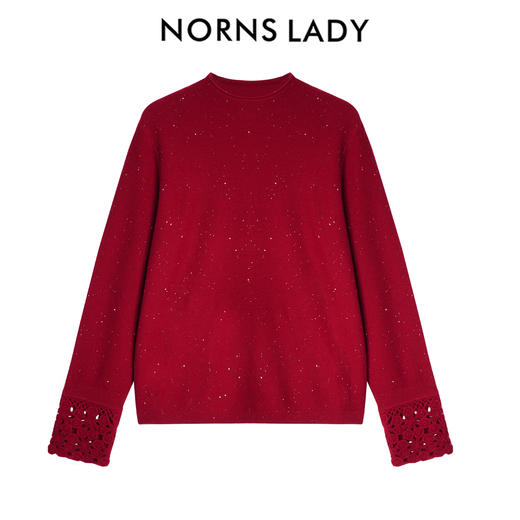 NORNS LADY诺恩 秋冬新款羊毛圆领针织衫蕾丝袖打底衫 T25SK73952-12.16直播 商品图2