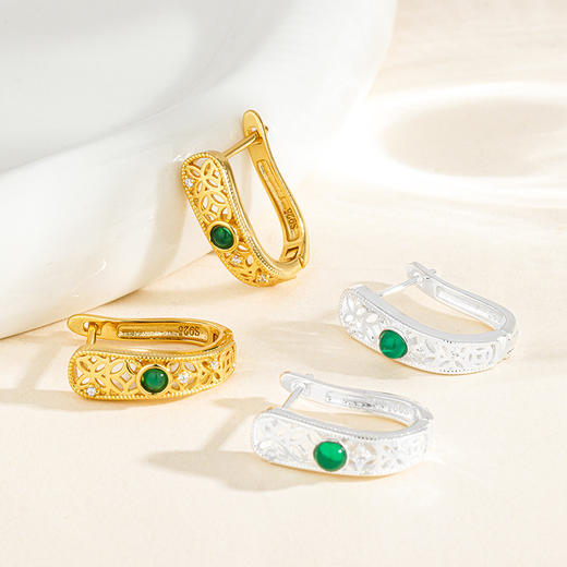 丁摩 s925纯银新中式国潮窗花镂空耳扣女轻奢风耳环复古配饰品5ZF-1802 商品图4