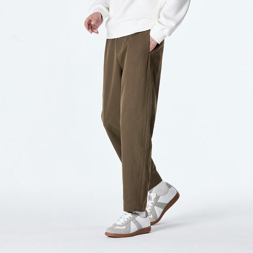 GXG男装秋季时尚简约纯色舒适松紧腰头直筒裤男式系绳休闲长裤K&C 商品图10