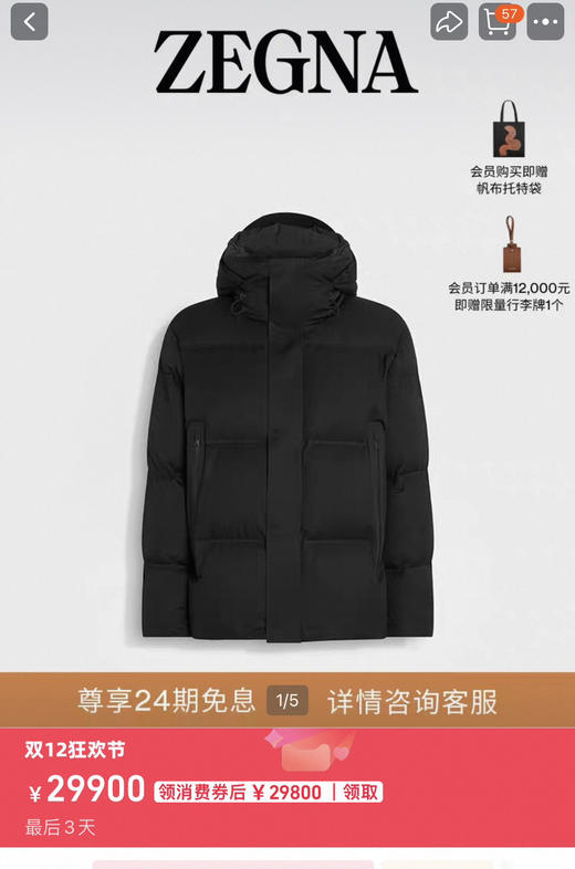 原单杰尼亚Motorin 男士羽绒服121501 商品图1