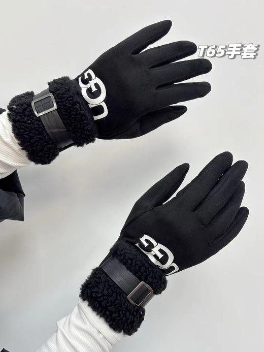 D121520加绒加厚款女士冬季麂皮+羊羔绒触屏手套 商品图3