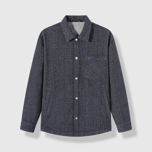 GXG男装【含莱赛尔】25秋季复古条纹肌理日常通勤男式翻领夹克K&C 商品图5