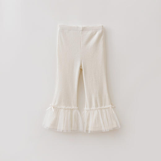 马克珍妮甜美网纱女童弹力喇叭裤 宝宝裤子2026年春装新款560085 商品图1