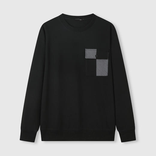GXG男装25秋季时尚撞色口袋潮流舒适日常休闲宽松男式圆领卫衣K&C 商品图5