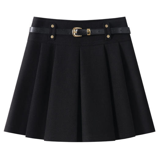 丁摩 灰色毛呢半身裙女秋冬高腰A字裙显瘦百褶裙冬季呢子短裙5ZF-96663 商品图1