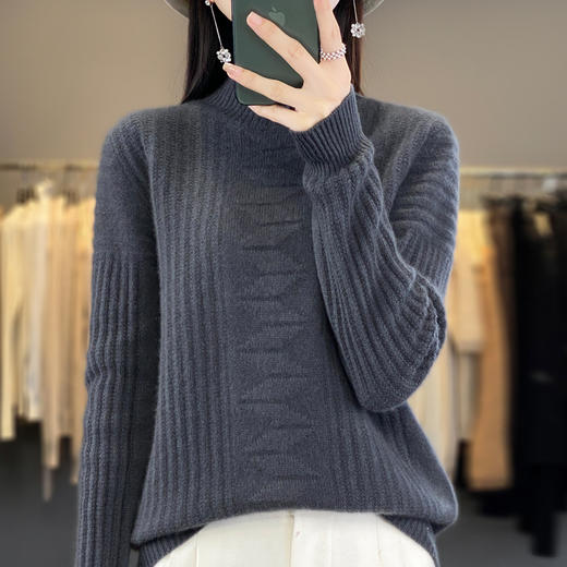 【清河羊毛羊绒专场】鹿展Z017 女士半高领羊毛衫 商品图1