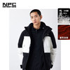NPC潮牌左胸前小皇冠绣花黑白拼接连帽中长羽绒服NP28DJ49 商品缩略图0
