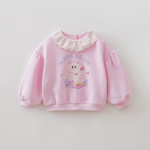 马克珍妮甜趣猫咪女童花边领卫衣宝宝套头衫2026年春装新款560075 商品图2