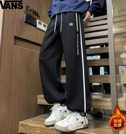 D121573男女同款松紧腰侧边字母加绒加厚奥粒绒百搭休闲裤卫裤 商品图5