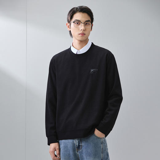 GXG男装【肌理面料】25春季简约纯色圆领休闲打底衫男式长袖卫衣K&C 商品图9
