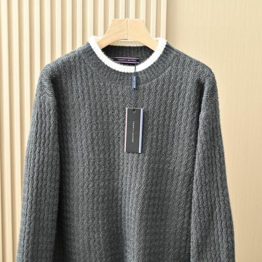 汤米25秋冬情侣款👫贴布刺绣时尚加绒加厚圆领毛衣 商品图2