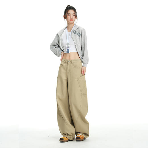 【加绒加厚】罗蒙秋冬款女士弯刀裤阔腿美式高街潮时尚百搭长裤 商品图3