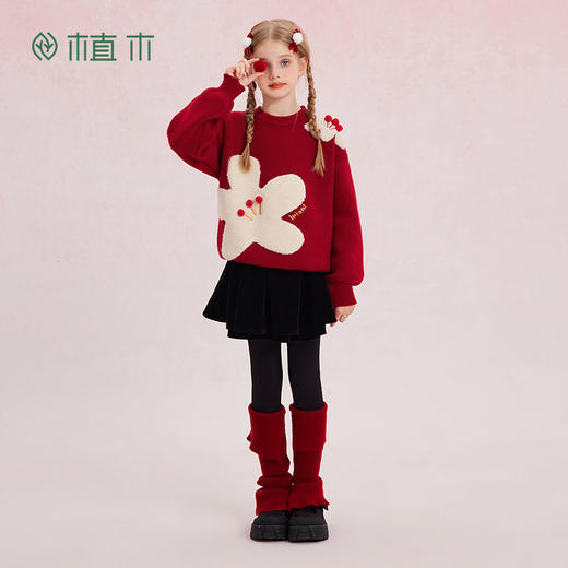 【年服】植木女童花朵毛巾绣套头毛衣55M053010 商品图2