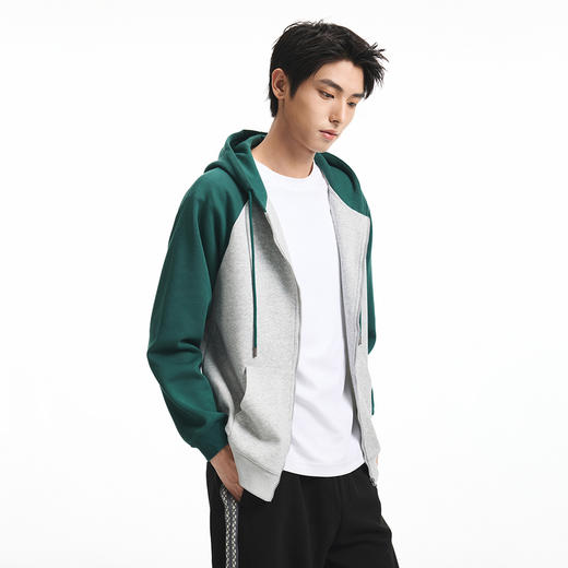 GXG男装秋季时尚潮流撞色休闲上衣男式宽松运动连帽开衫卫衣K&C 商品图9