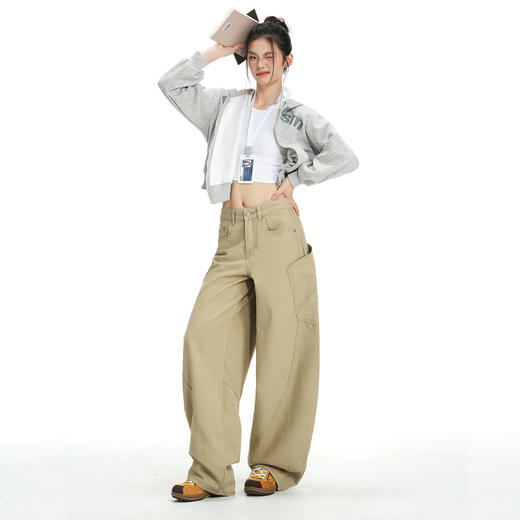 【加绒加厚】罗蒙秋冬款女士弯刀裤阔腿美式高街潮时尚百搭长裤 商品图4