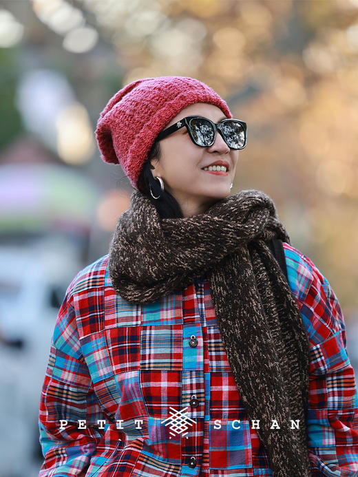 PETIT SCHAN小闪 CLO#995 Colorful 五颜六色 手工拼接印度棉百家布3M黑科技高效暖绒绗棉格纹衬衫外套 商品图3